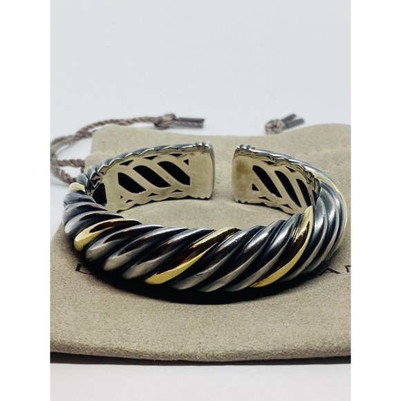 DAVID YURMAN DARKENED STERLING SILVER & 18K GOLD 15MM BRACELET, HINGE RARE!
